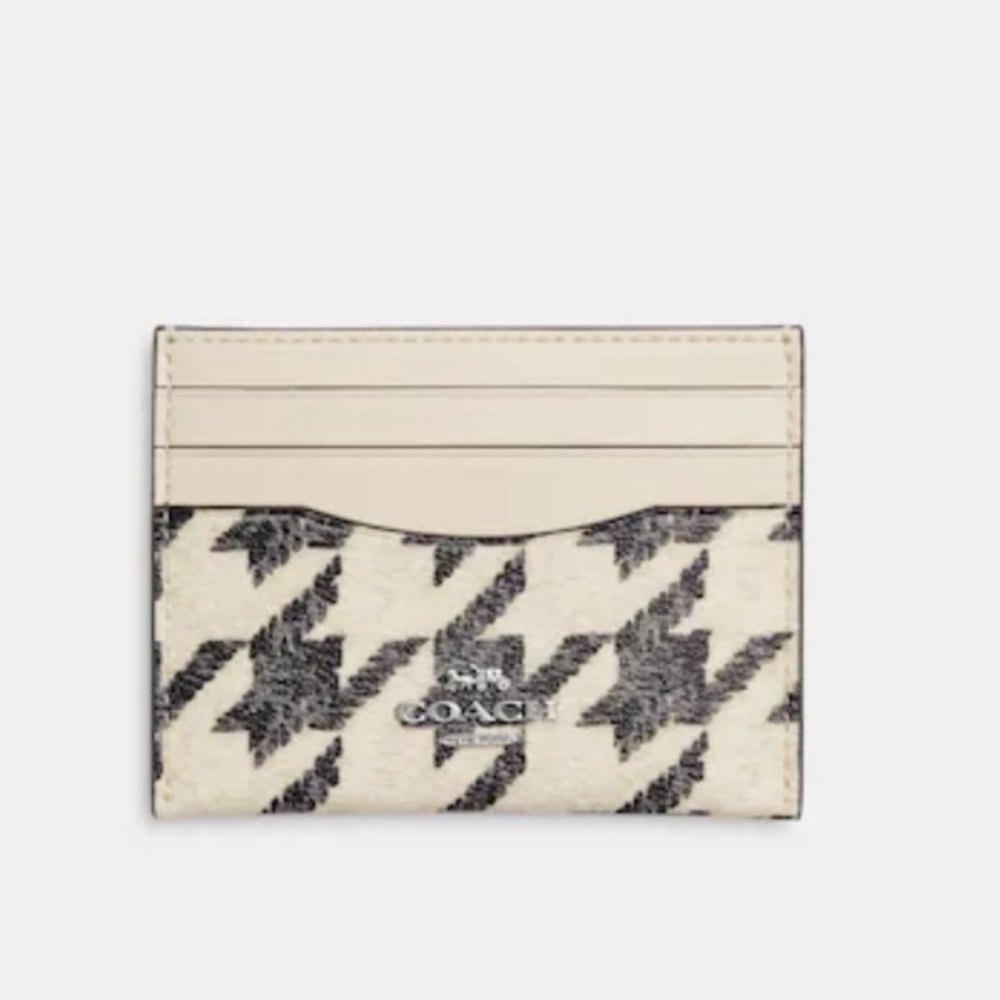 Coach Slim Id Card Case With Houndstooth Print